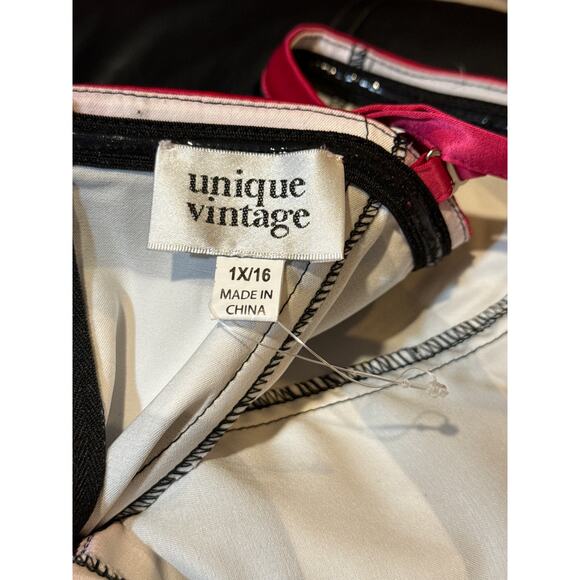 Unique Vintage Betty & Veronica Faux Leather Striped Corset Wiggle Dress 1X NWOT - Picture 5 of 5